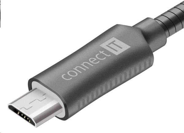 CONNECT IT Wirez Steel Knight Micro USB - USB,  metalická antracitová,  1 m1