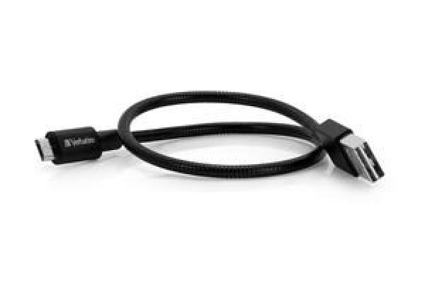 VERBATIM Micro B USB kábel na synchronizáciu a nabíjanie 30 cm (čierny)2