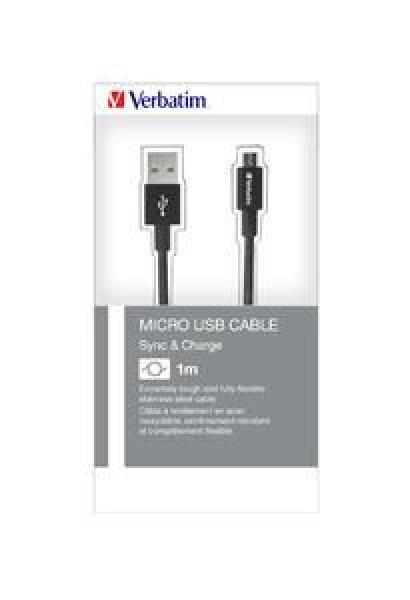 VERBATIM Micro B USB kábel na synchronizáciu a nabíjanie 30 cm (čierny)3