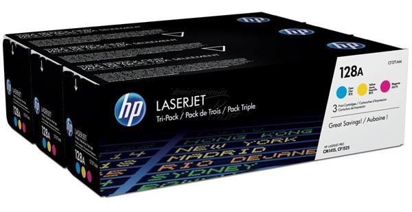 HP 128A CMY 3-pack LJ Toner Cart, CF371AM (1,300 / 1,300 / 1,300 pages)