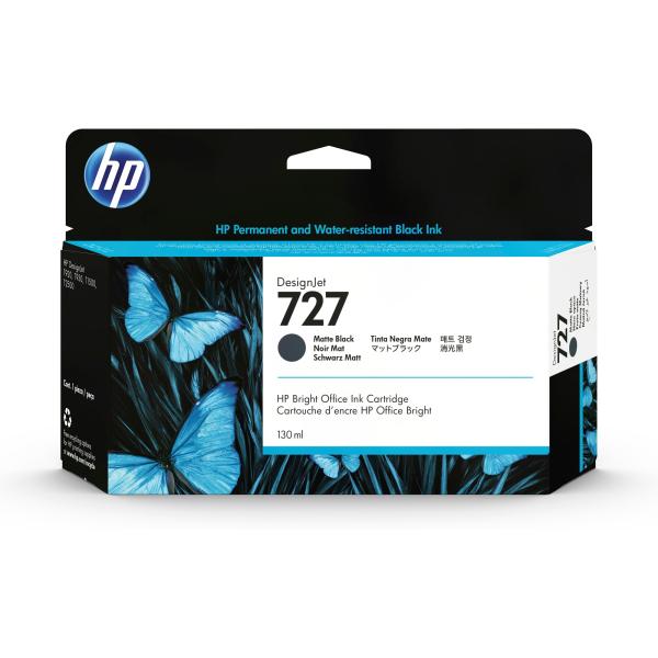 HP 727 Black Mate Ink Cart,  130 ml,  B3P22A