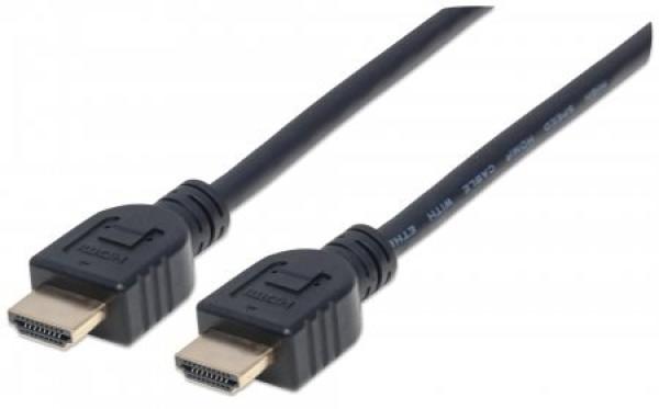 MANHATTAN Nástenný vysokorýchlostný kábel CL3 HDMI s Ethernetom,  HEC,  ARC,  3D,  4K,  tienený,  1 m,  čierny