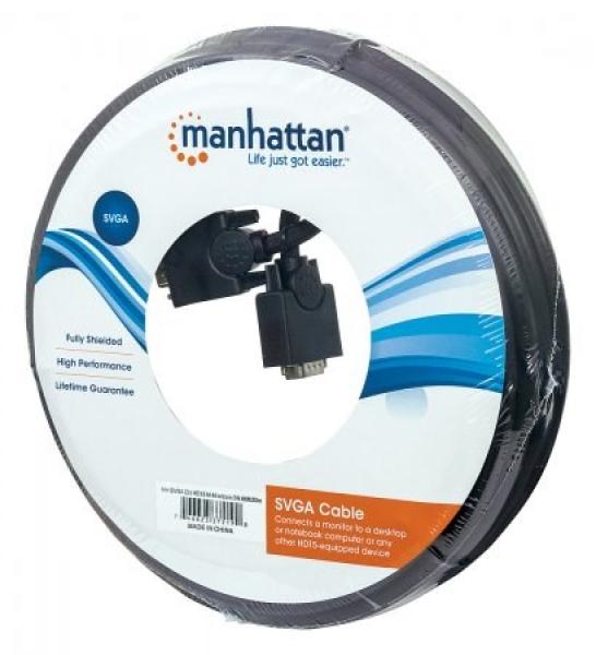 Kábel MANHATTAN SVGA k monitoru s feritovými jadrami,  HD15 Male /  HD15 Male,  20 m,  čierny3