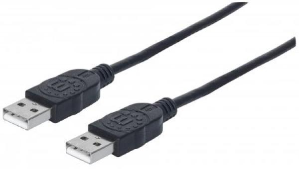 MANHATTAN USB kábel 2.0,  typ A samec na typ A samec,  1 m,  čierna