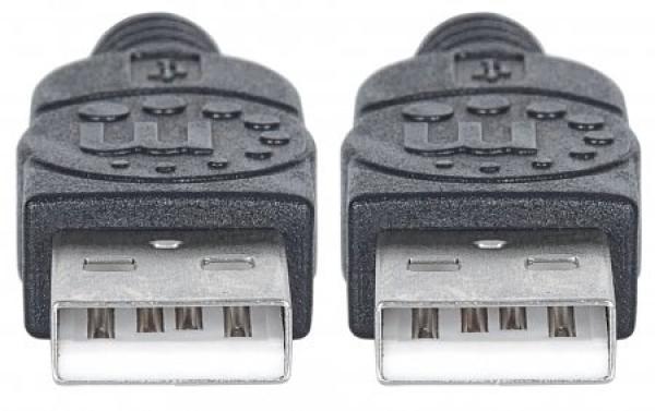 MANHATTAN USB kábel 2.0,  typ A samec na typ A samec,  1, 8 m,  čierna2