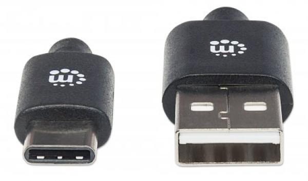 MANHATTAN kábel Hi-Speed USB-C,  C Male /  A Male,  3 m,  čierny2