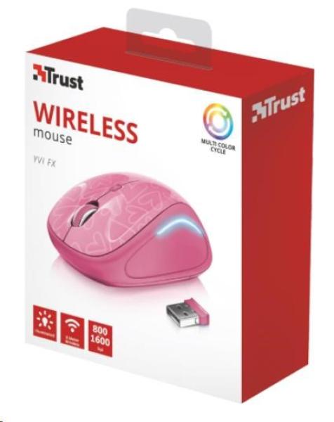 TRUST Yvi Wireless Mouse USB,  ružová3