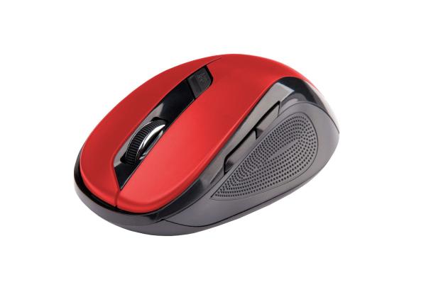 C-TECH Mouse WLM-02,  čierno-červená,  bezdrôtová,  1600DPI,  6 tlačidiel,  USB nano prijímač