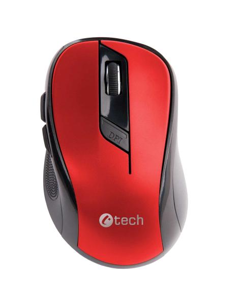 C-TECH Mouse WLM-02,  čierno-červená,  bezdrôtová,  1600DPI,  6 tlačidiel,  USB nano prijímač1