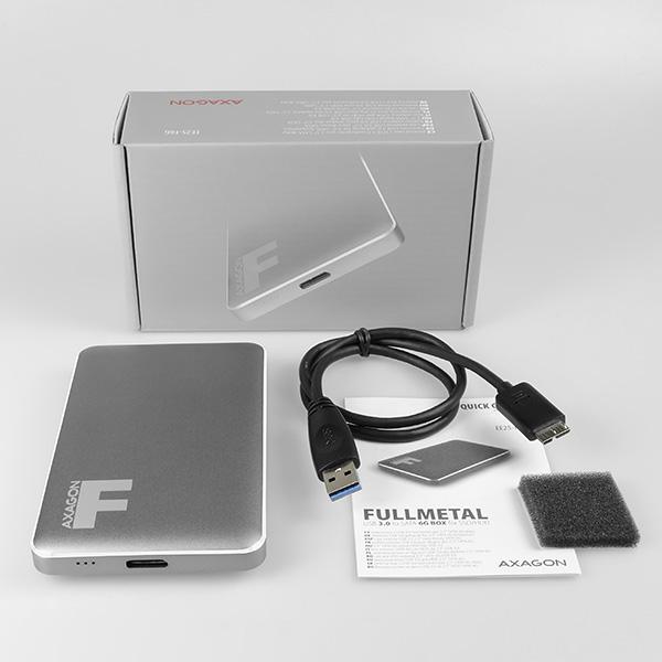 AXAGON EE25-F6G,  USB3.0 - SATA 6G 2.5" vonkajší box FULLMETAL,  titánovo šedý11