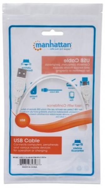 MANHATTAN Pripojovací kábel USB 2.0 A samec /  Micro-B samec,  1 m,  biely4
