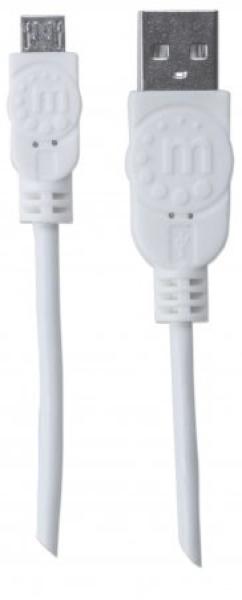 MANHATTAN Pripojovací kábel USB 2.0 A samec /  Micro-B samec,  1.8 m,  biela3