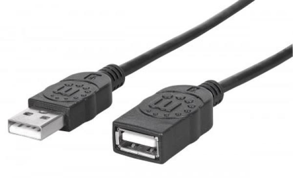 MANHATTAN USB kábel 2.0 predĺženie A muž /  A žena 1, 8 m čierna