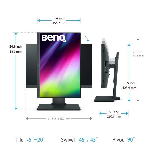BENQ MT LCD LED IPS 24, 1" SW240, 1920x1200, 250nits, 1000:1, 5ms, DVI-DL, DP, USB, H/ Wkalibrácia, miniDP-DP kábel,  DVI, USB7