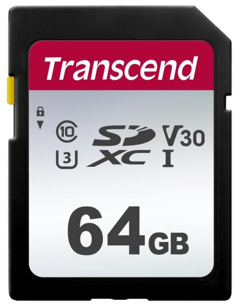 Karta TRANSCEND SDXC 64GB 300S,  UHS-I U3 V10 (R:100/ W:25 MB/ s)