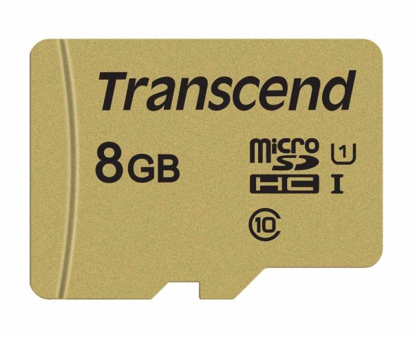 Karta TRANSCEND MicroSDHC 8GB 500S,  UHS-I U1 + adaptér