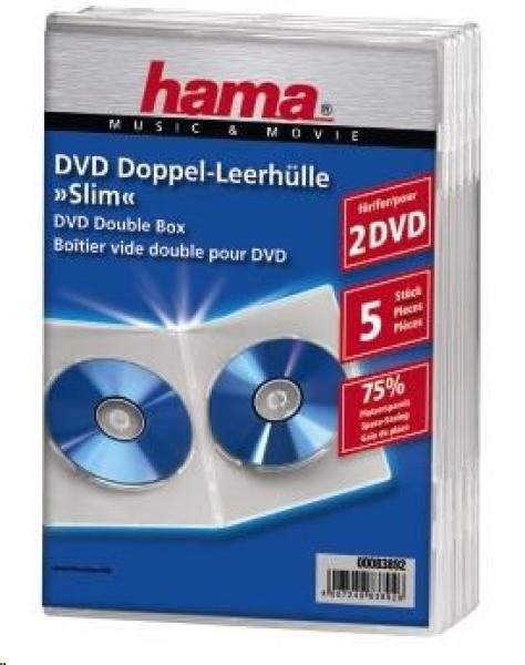 Obal na DVD Hama Slim 2,  priehľadný,  5 ks