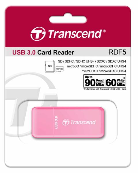 Čítačka kariet TRANSCEND F5,  USB 3.0,  červená0