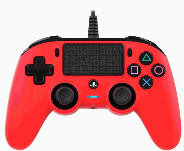 Nacon Wired Compact Controller - ovladač pro PlayStation 4 - červený