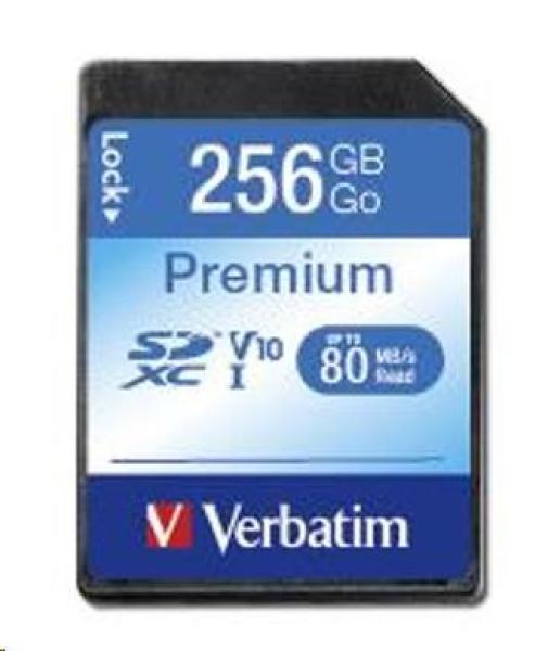 Karta VERBATIM SDXC 256 GB Class 10,  UHS-1 (R:80/ W:10 MB/ s)