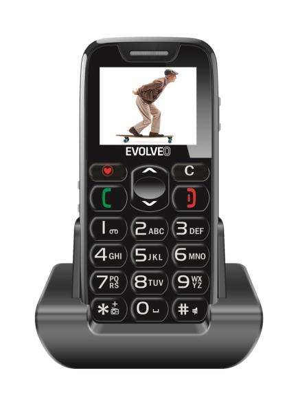 EVOLVEO EasyPhone,  mobilný telefón pre seniorov s nabíjacím stojanom (čierny)