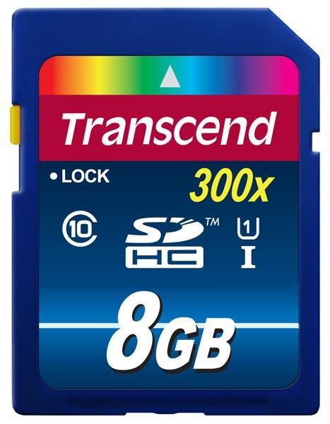 Karta TRANSCEND SDHC 8GB Premium,  Class 10 UHS-I,  300X