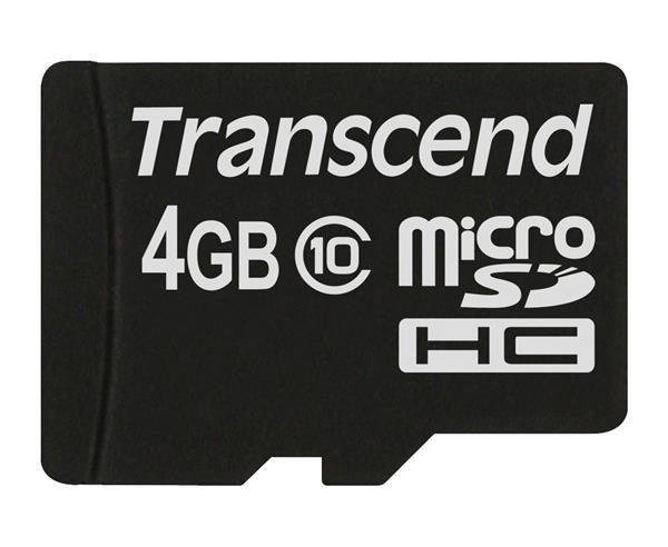 Karta TRANSCEND MicroSDHC 4 GB triedy 10,  bez adaptéra