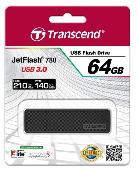TRANSCEND Flash disk 64GB JetFlash®780, USB 3.0 (R:210/W:140 MB/s) čierna2