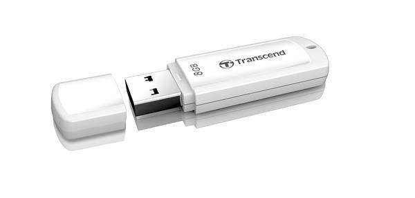 TRANSCEND Flash Disk 8GB JetFlash®370,  USB 2.0 (R:13/ W:4 MB/ s) bílá