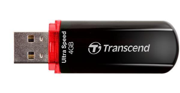 TRANSCEND Flash disk 4GB JetFlash®600,  USB 2.0 (R:20/ W:10 MB/ s) čierna/ červená2