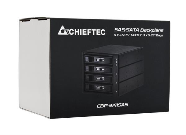 CHIEFTEC SATA/ SAS Backplane CBP-3141SAS,  3 x 5.25" pozície pre 4 pevné disky SAS/ S-ATA,  Hot-Swap,  celohliníkové4