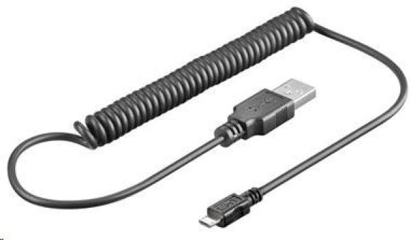 Kábel USB PREMIUMCORD 2.0 A - Micro B kábel 1m,  krútený (M/ M)