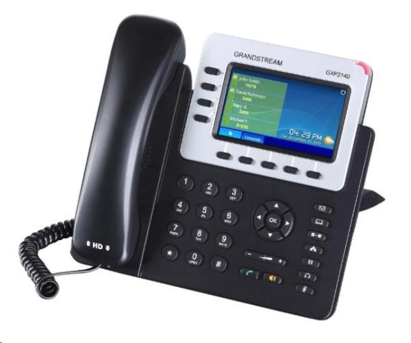 Grandstream GXP2140 [telefón VoIP - 4x účet SIP,  HD audio,  5 programov.tlačidlá,  bluetooth,  EHS,  farebný LCD,  2x GLAN]