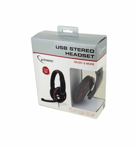 GEMBIRD sluchátka s mikrofonem MHS-U-001 Gaming,  černá,  USB3