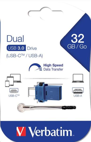 VERBATIM Flash disk 32 GB Store &quot;n&quot; Go Dual Drive USB 3.0/ USB Type-C,  modrá4