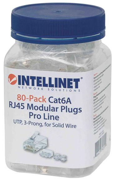 Intellinet konektor RJ45,  Cat6A,  UTP,  50µ,  drôt,  80 ks v balení2