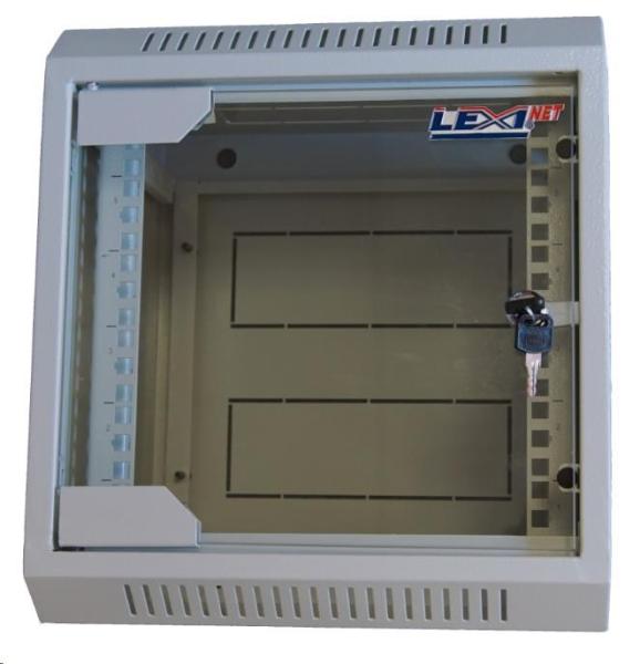 LEXI-Net 10" nástěnný rozvaděč 6U 310x260,  skleněné dveře,  svařovaný,  šedý