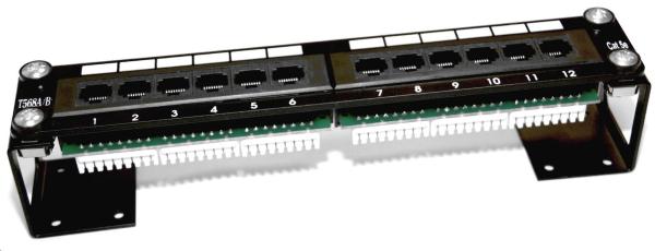 10" Patch panel LEXI-Net 12port, UTP, Cat5E, duální svorkovnice, černý1