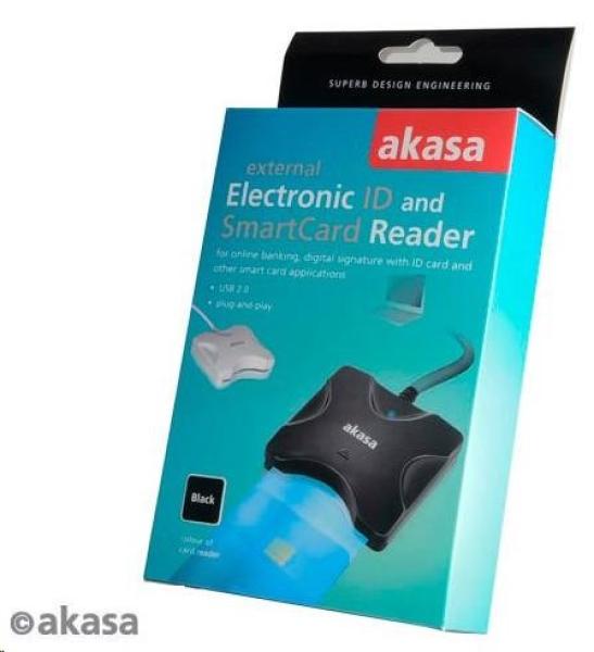 Čítačka kariet AKASA AK-CR-03BKV2 externá,  USB 2.0,  podpora elektronického preukazu a karty SMART,  čierna0