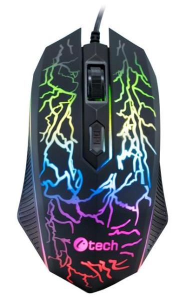 C-TECH Herná myš Tychon (GM-03P),  na bežné hranie,  herná,  7-farebné podsvietenie,  3200DPI,  USB