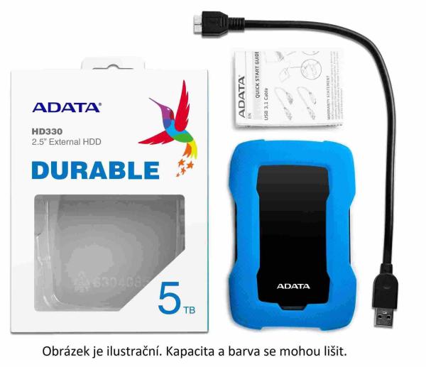 Externý pevný disk ADATA 2TB 2, 5" USB 3.1 HD330,  BLACK COLOR BOX,  čierna (guma,  odolná voči nárazom)2