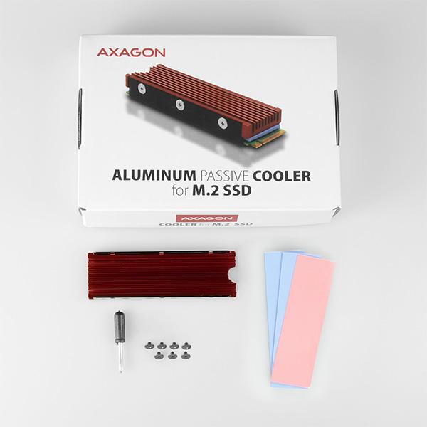 AXAGON CLR-M2,  hliníkový pasívny chladič pre jedno aj obojstranný M.2 SSD disk,  výška 12 mm7