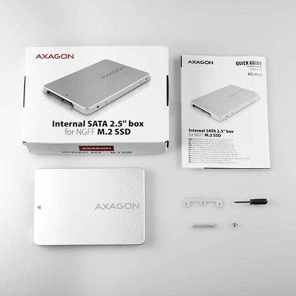 AXAGON RSS-M2SD,  SATA - M.2 SATA SSD,  interné 2.5" box ALU,  strieborný11