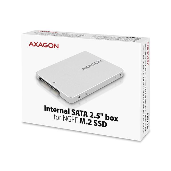 AXAGON RSS-M2SD,  SATA - M.2 SATA SSD,  interné 2.5" box ALU,  strieborný1