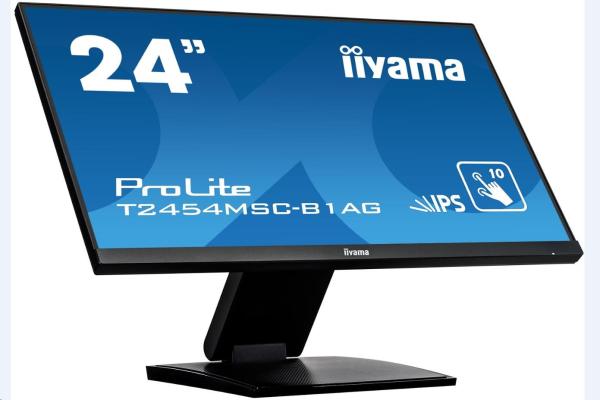 24" iiyama T2454MSC-B1AG - IPS, FullHD, 5ms, 250cd/ m2, 1000:1, 16:9, VGA, HDMI, repro.