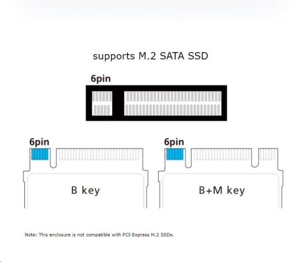 Externý box AKASA pre M.2 SSD SATA II,  III,  USB 3.1 Gen1 Micro-B,  (podporuje 2230,  2242,  2260 a 2280),  hliník,  čierna4
