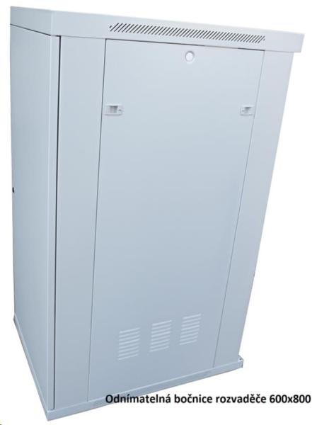 LEXI-Net 19" stojanový rozvaděč 27U 600x800 rozebiratelný,  ventilační jednotka,  termostat,  kolečka,  600kg,  sklo,  šedý4