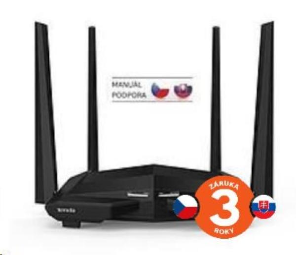 Bezdrôtový dvojpásmový router Tenda AC10 AC1200, 1x gigabitový WAN, 3x gigabitový LAN