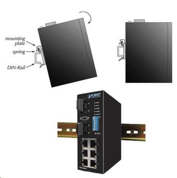 Planet switch ISW-514PTF,  průmysl.verze 4x10/ 100+1x100BaseFX (SFP),  DIN,  IP30,  -40 až 70°C,  12-48V3