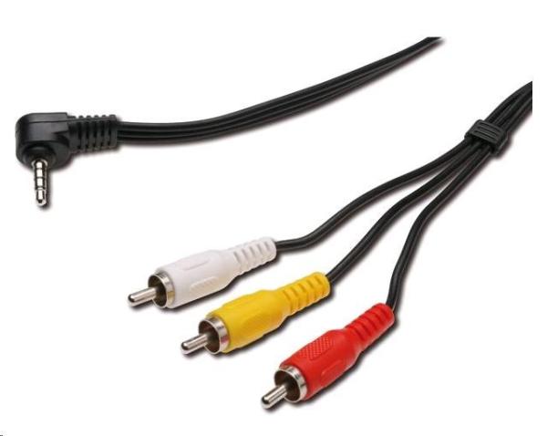 PREMIUMCORD Audio/ video kábel 3, 5 mm Jack 4pin - 3x Cinch 1, 5 m (M/ M)
